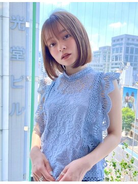 ロンドポレール 北千住(Lond polaire) 【川上功介】大人女性ナチュラルショートボブペールベージュ