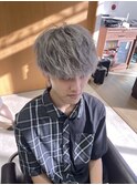 メンズマッシュウルフホワイトベージュ