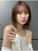 ぱっつんボブ ワンレンボブ シースルーバング 切りっぱなしA0919