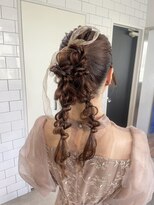 ブルー(BLUE) ヘアセット 結婚式お呼ばれ 編みおろし 【mt___213r】