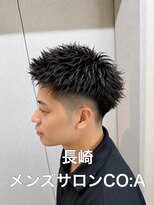 コア(CO:A) スパイキーパーマ メンズショート造作ツーブロック眉毛メンズ