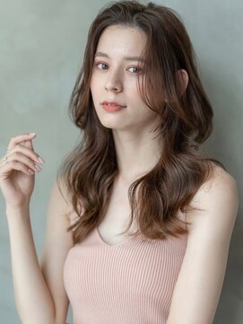 ケアリー 流山おおたかの森(Carelly) 大人かわいい前髪セシルカットココアブラウンフリンジウェーブ