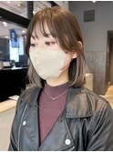 インナーピンク_斜めバンググレージュカラー_ba455502