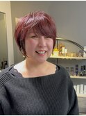 #癖毛ショート #カシスピンク #くびれショート