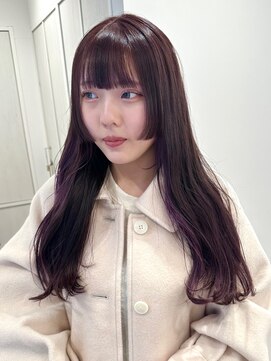 ガーデンヨコハマ(GARDEN YOKOHAMA) ロング 姫カット フルバング イヤリングカラー 暖色 ラベンダー