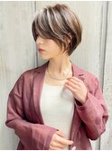 30代40代50代絶壁解消前髪あり小顔前下がりショートボブ【猪狩】