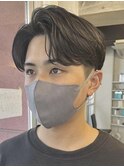 メンズセンターパート七三分けパートニュアンスパーマ刈り上げ