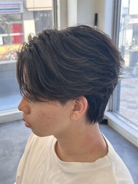 バース 梅田中崎町店(BIRTH) ニュアンスパーマ センターパート 曲がる縮毛矯正