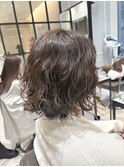 ボブの水パーマヘアスタイル　グレージュカラー　(銀座)