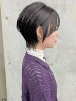 ラウンジ モリオ イケブクロ(Lounge MORIO Ikebukuro)&nbsp;くびれショートウルフ丸みショートボブ前髪ありショートヘア