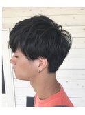 マッシュ ツーブロック  メンズスタイル くせ毛風