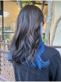 【#スカイブルー】×インナーカラー×暗髪ブルーブラック