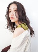 30代40代大人ロングパーマショコラブラウン白髪染め岡山パーマ