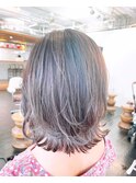 ボブレイヤー/ミルクティー/バレイヤージュ/ブリーチ