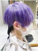 フェザーマッシュ　パープルカラー　バングソフトツーブロック