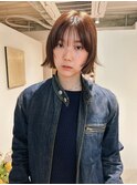 ミニボブ×顔まわりレイヤーカットダブルカラー暖色カラー