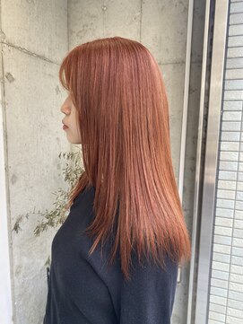 キャンバスアニュー 川崎(canvas anew.) ロング　コーラルオレンジブラウン　ブリーチ1回/川崎