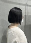 切りっぱなしボブ/船橋/くすみベージュ/細めハイライト