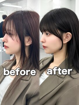 アマトウキョウ アユンチェ(AMA TOKYO×AYUNCHE) 前髪顔まわり韓国ヘアレイヤーカットサイドバンク2wayバンク韓国