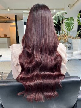 ブレンド 渋谷(BLend) ホワイトグレージュミニウルフデジタルパーマチェリーブラウン