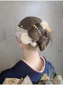 成人式ヘアセット　カチモリ リボンヘア