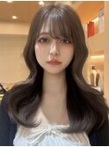 10代20代30代韓国くびれレイヤーセミロング透明感グレージュ
