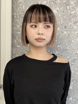 サンク 原宿 表参道(cinq) インナーカラーボブミルクティーベージュフェイスフレーミング