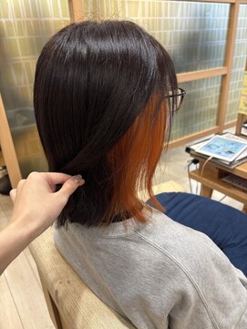 アドラーブル 長岡リップス旭岡店(adorable) インナーオレンジカラー×暗髪グレージュ◎20代30代