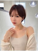 丸みショートボブ/カーテンバング/顔周りカット/ダークブルー
