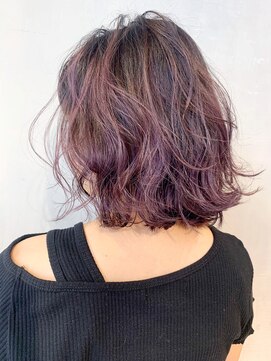 アルバム 新宿(ALBUM SHINJUKU) ピンクラベンダー_Aラインボブマロンベージュ_ba333111