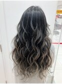 デザインカラーレイヤーカットウェットヘアオリーブベージュ