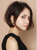 ショートボブ/前下がり/前髪長め/30代・40代/ワンカールパーマ