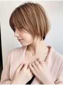大人可愛い大人美人小顔立体カットハイライト透け感