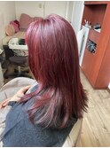 大人上品レッド×艶感活かしたセミロング