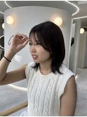 ナチュラルカラー顔まわりレイヤーくびれボブ