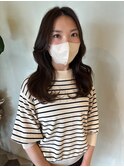 流れる 顔周りレイヤー 韓国風くびれ ロング【20代/30代/40代】