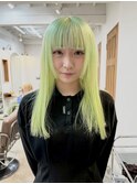 ミントカラー黄緑カラーペールグリーンハイトーンカラー派手髪