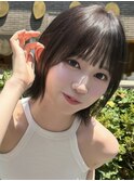 シースルミニマルボブショート顔まわり外ハネ切りっぱなしボブ
