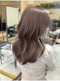 美髪レイヤーカット/くびれ巻き髪/ベージュカラー