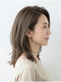 【小顔ひし形】大人ミディアムレイヤー×グレージュ