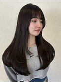 小顔ロングレイヤーカット×顔周り×ブリーチなしカラー