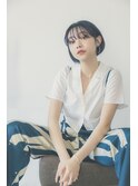 丸みボブ×シースルーバング
