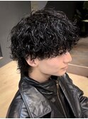 波巻きツイストスパイラルパーマ×メンズウルフカット