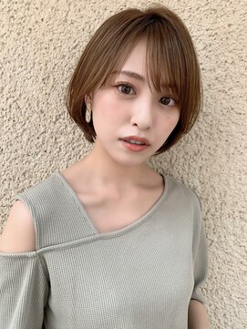 ハローバイシー 仙台(Hello by Sea) 前髪カットで小顔☆髪質改善◎ベージュ×ショートボブ[仙台]