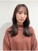 セミロングスタイル　アッシュブラウン