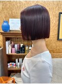 イメチェン髪質改善美髪ボブワンレンミニボブワインレッド小顔