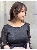 くびれボブ×インナーカラー×ミルクティーベージュ