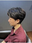 ビジネスフォーマル ツーブロックショート 七三かきあげバング