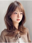 斜めバングシースルーバングデジタルパーマデザインカラー