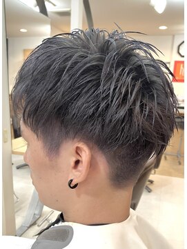 カットハウス はさみの部屋 メンズ/ショートレイヤー/ダブルカラー/アッシュグレー/無造作